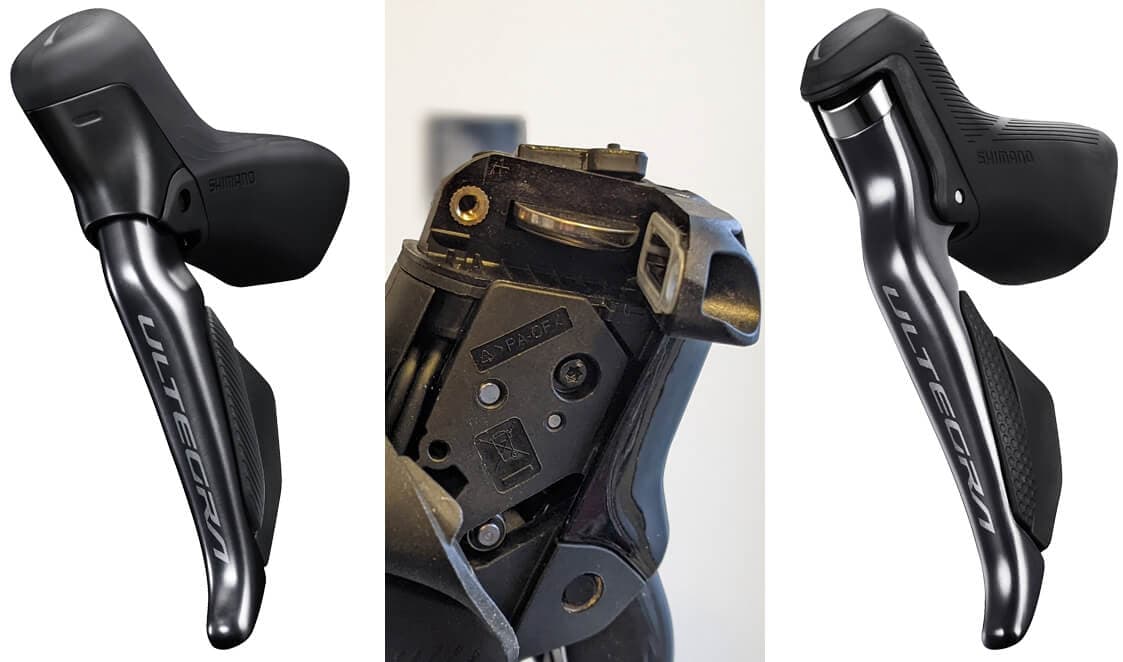 Ultegra disc brake shifter, Dura-Ace shifter battery, Ultegra rim brake shifter