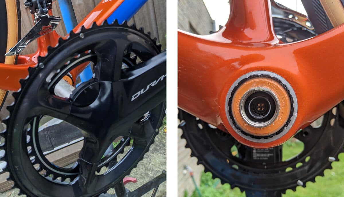 Both sides of the power meter crank spindle