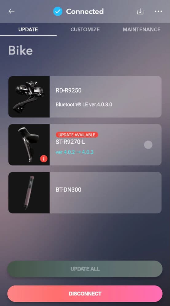 You cannot update firmware on wireless shifters unless you wire them