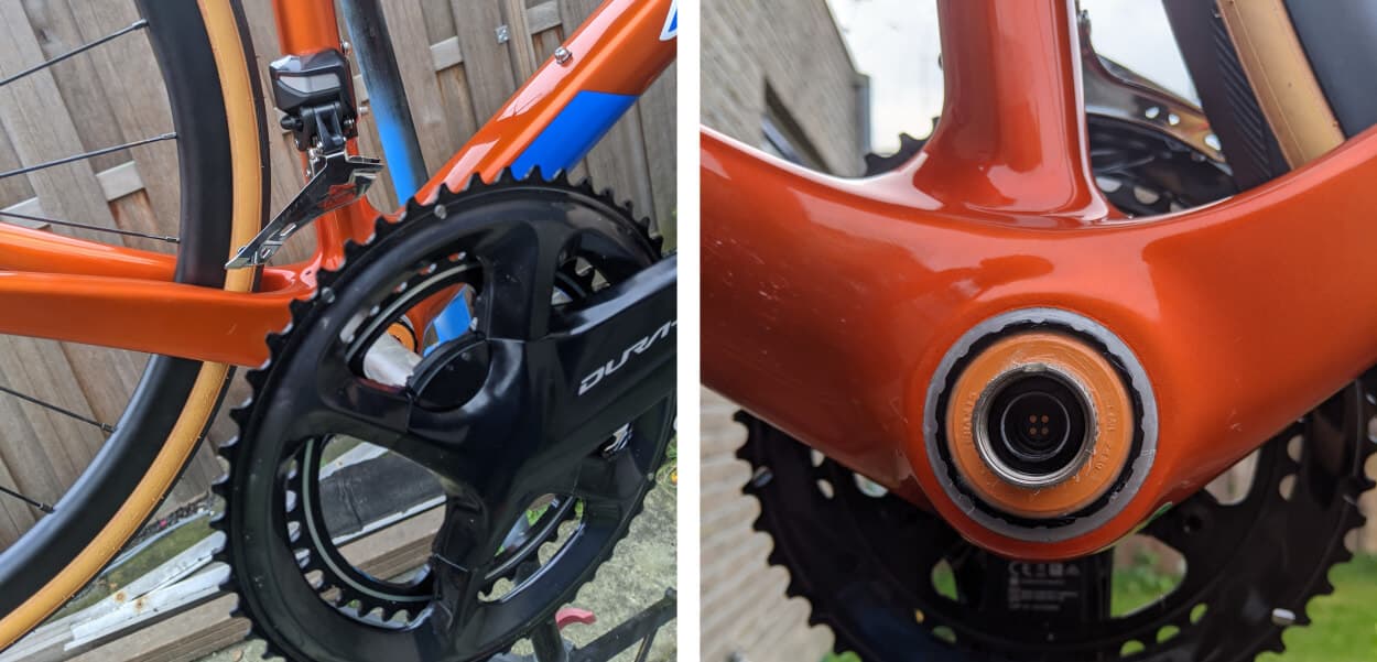 Crankset inserted and installed