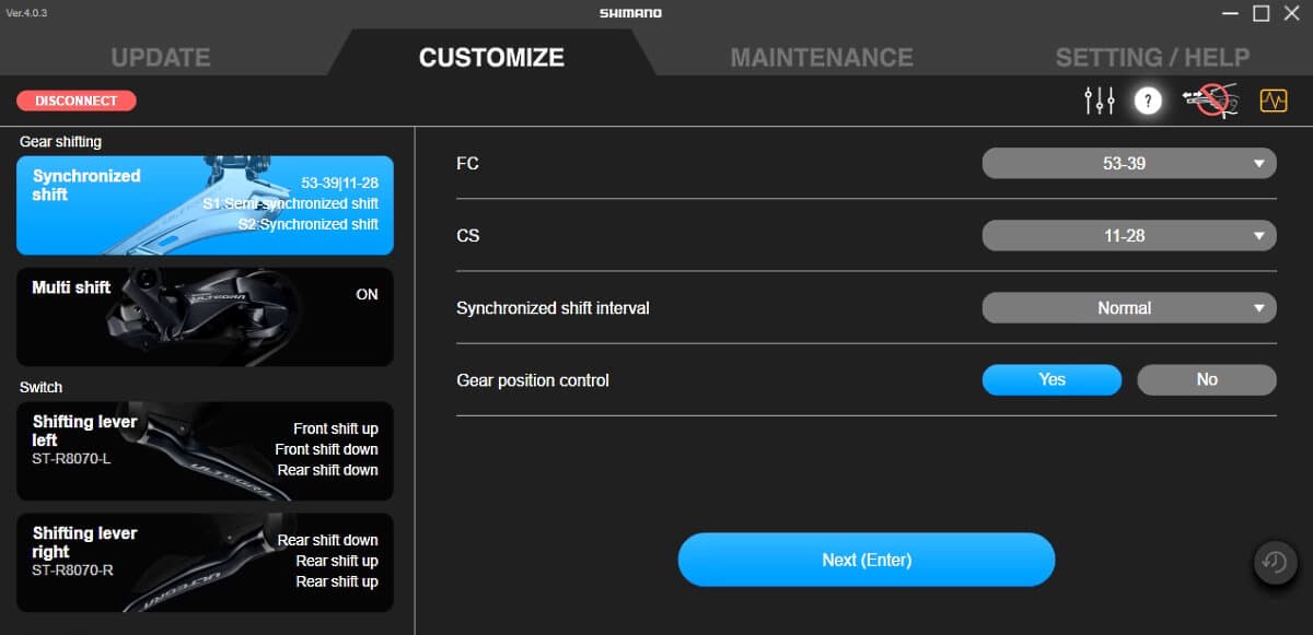 Synchro adjust start screen