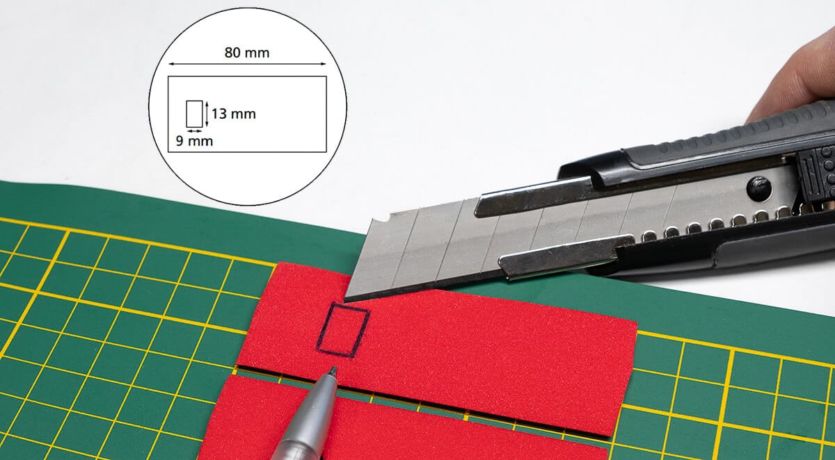 I cut the hole about 1.5cm from the edge