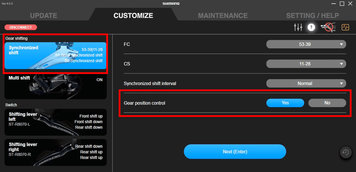 Disable gear position control