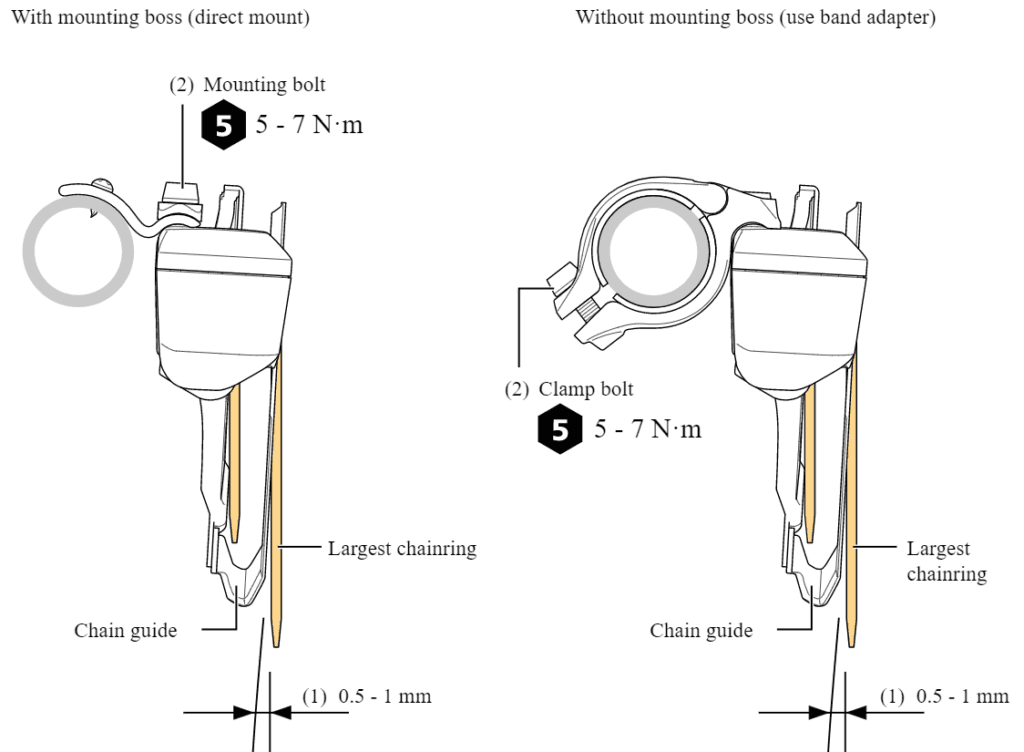 Set the front derailleur angle