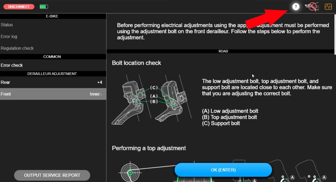 Help icon highlighted