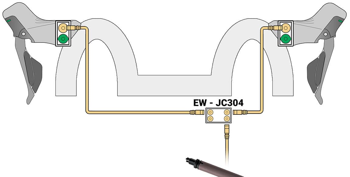 One wire to connect the left shifter to the JC304, one wire for the right shifter, and a third wire to connect the JC304 to the battery