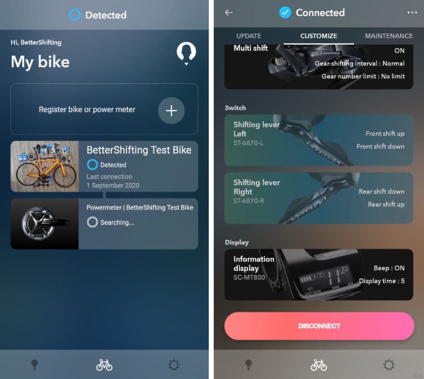 Mobile app change hood buttons
