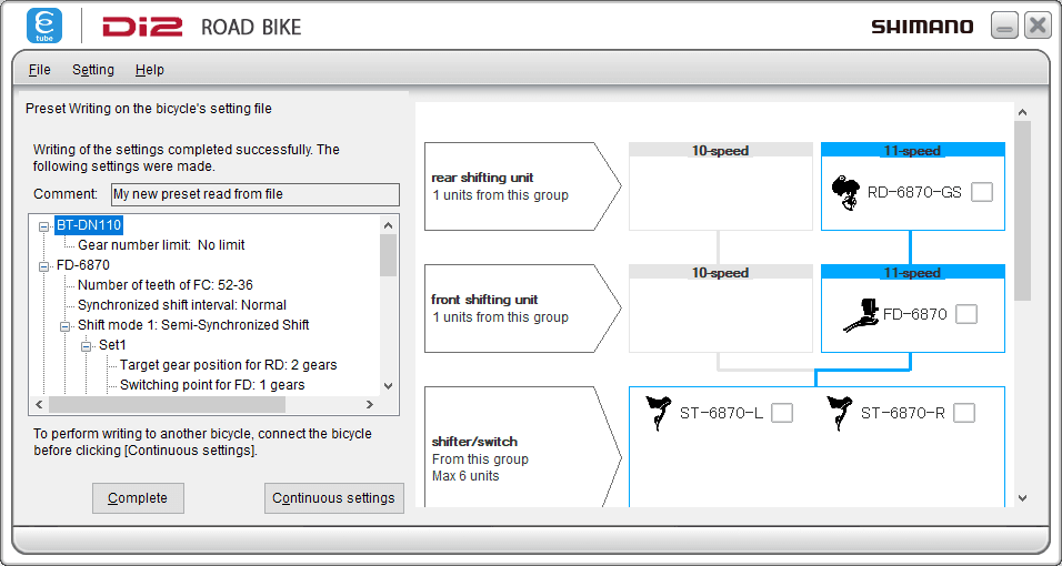 Done writing settings