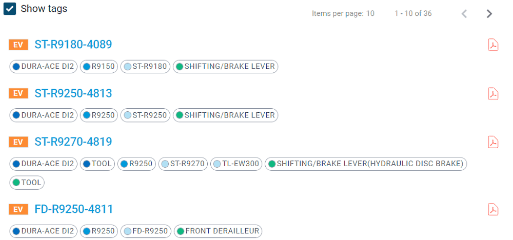 Show tags in search results