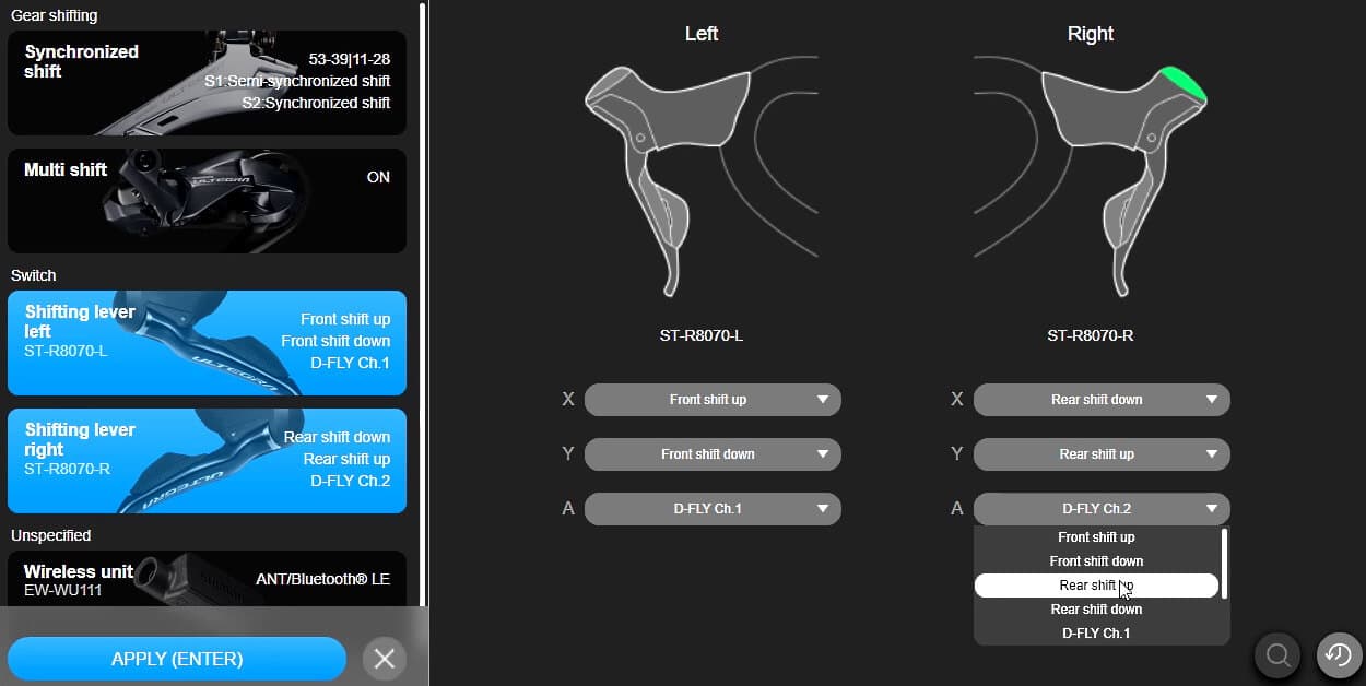 Change a button configuration