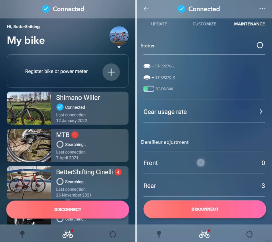 Connect to a bike using the mobile app