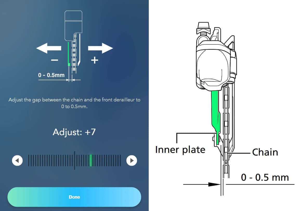 Set Set the gap between chain and inner plate to 0 - 0.5mm