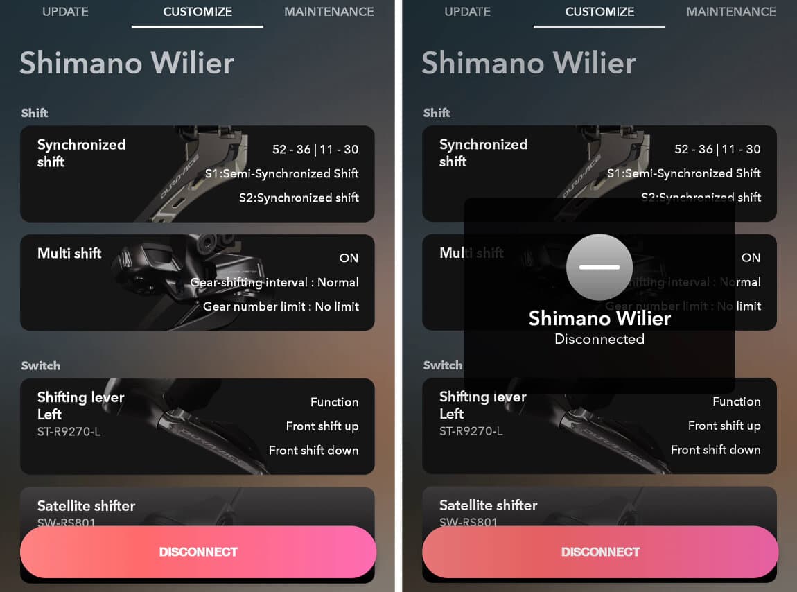 Pair wireless shifters: disconnect