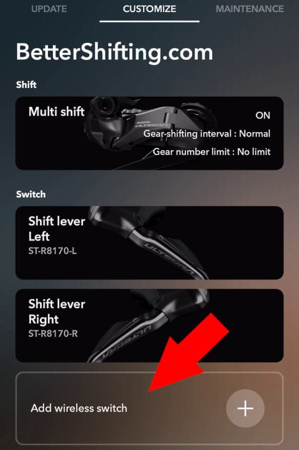 Add wireless switch on the customize screen