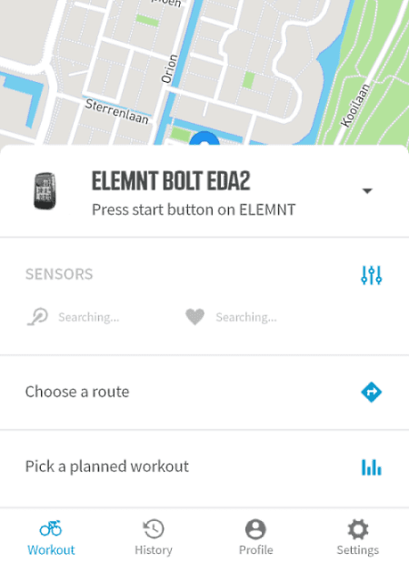 Wahoo app home screen