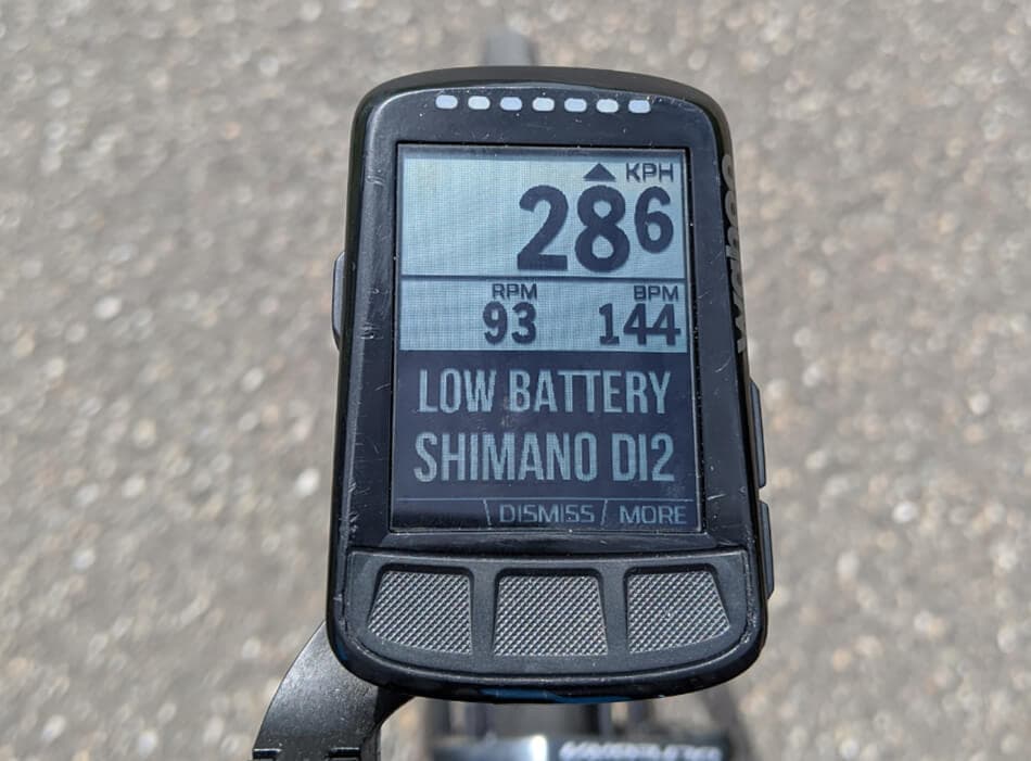 Low battery warning on the Wahoo